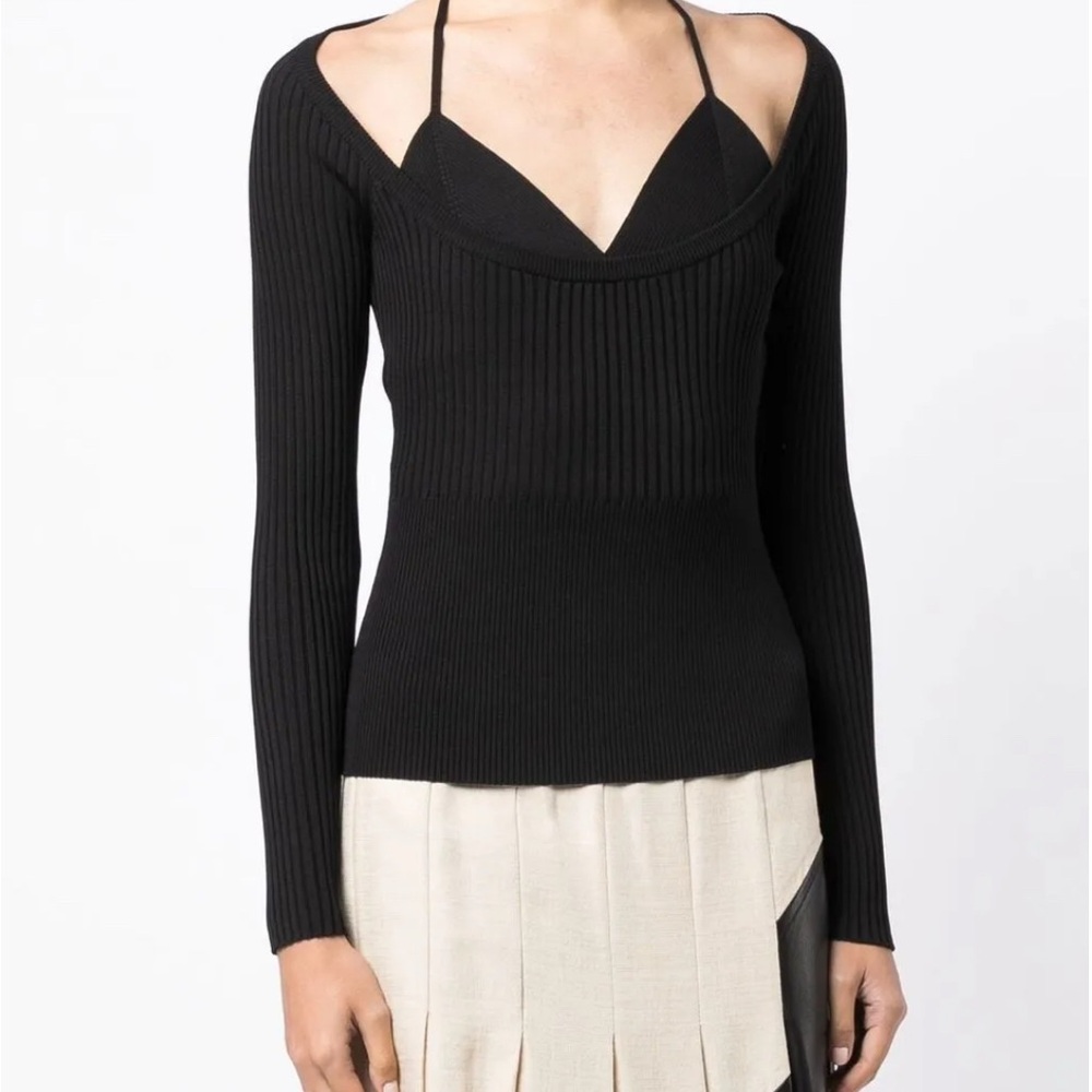 Jonathan Simkhai Core Jayline Black Ribbed Bra Top